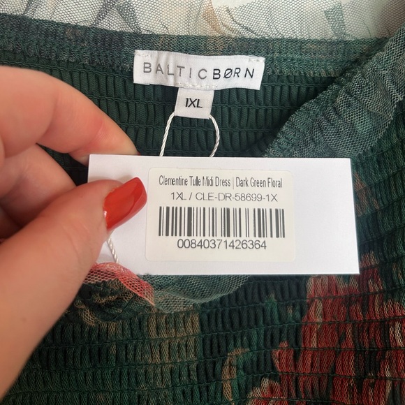 Baltic Born Green and Red Floral Midi Dress - Picture 3 of 4